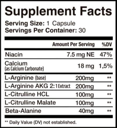 Javacept Supplement Facts