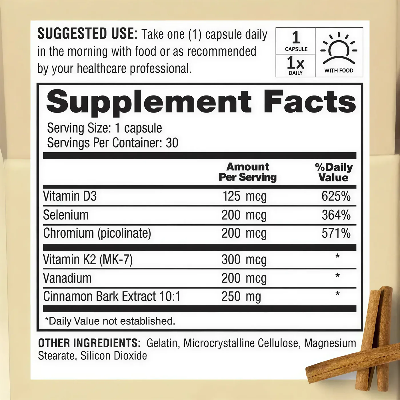 CinnaChroma Supplement Facts