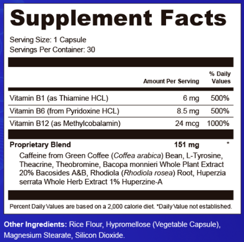 FocusMax Supplement Fact