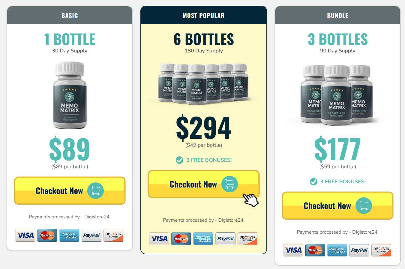 Memo Matrix Pricing