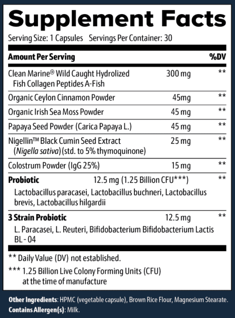 Gut Save Supplement Fact